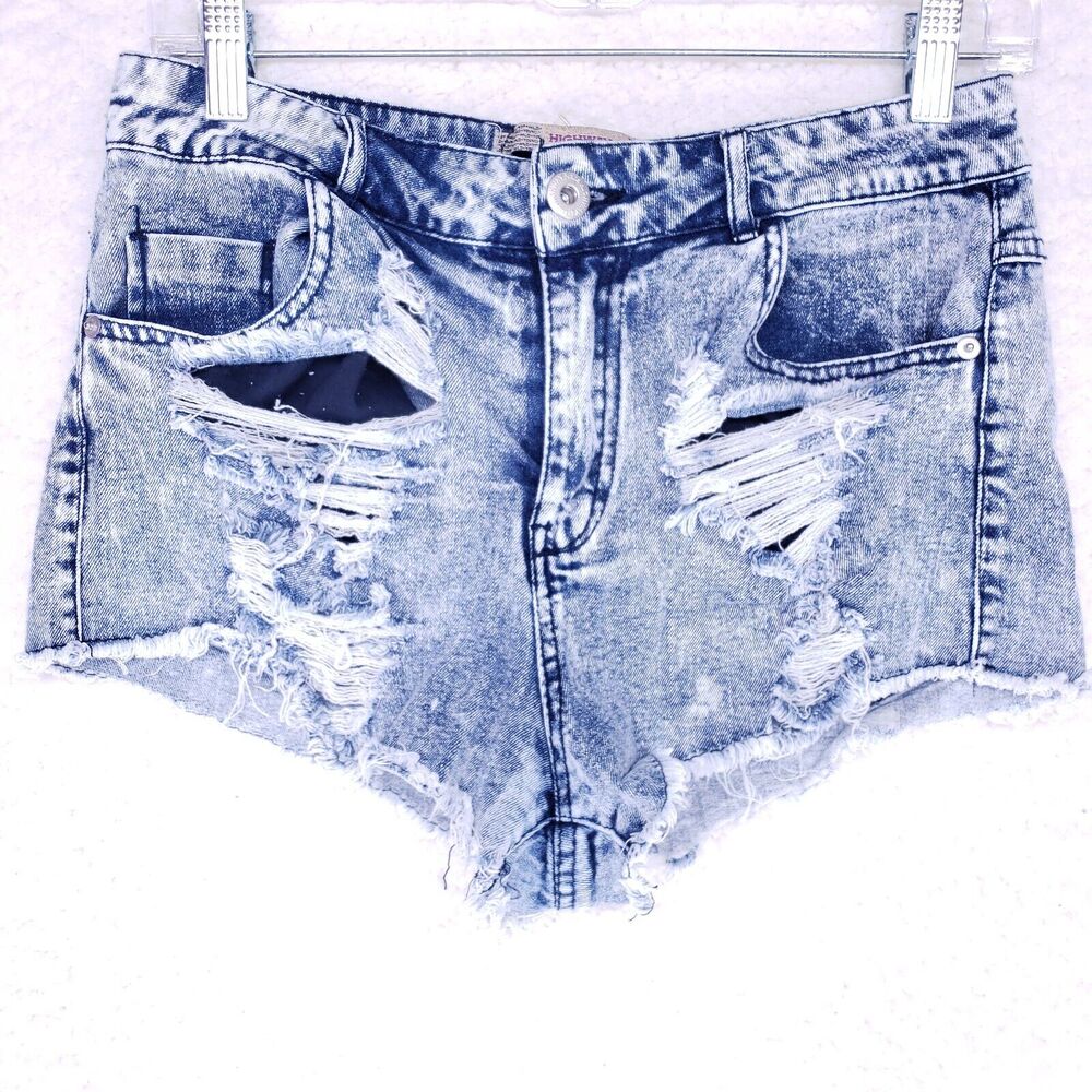 HIGHWAY Destroyed Jean Shorts Womens Size 9 Mid Rise Denim Blue Casual Pants